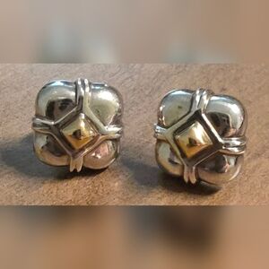 VINTAGE SOLID 18K / STERLING BAYANIHAN EARRINGS 9.07 Grams 14K POST